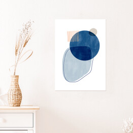 Plakat samoprzylepny Niebiesko beżowa abstrakcja z niebieskim kołem