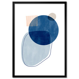 Obraz klasyczny Niebiesko beżowa abstrakcja z niebieskim kołem