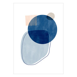 Plakat Niebiesko beżowa abstrakcja z niebieskim kołem