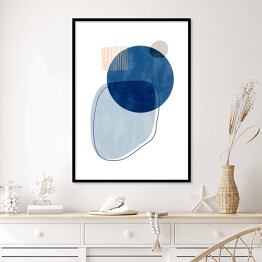 Plakat w ramie Niebiesko beżowa abstrakcja z niebieskim kołem