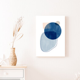 Obraz na płótnie Niebiesko beżowa abstrakcja z niebieskim kołem