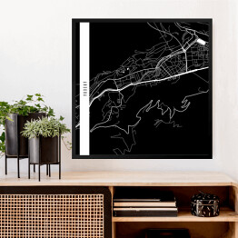 Obraz w ramie Andora - mapy miast świata - czarny