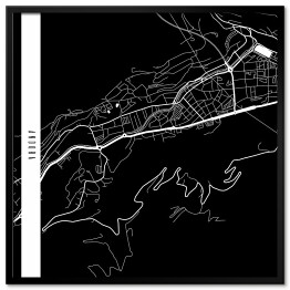 Plakat w ramie Andora - mapy miast świata - czarny