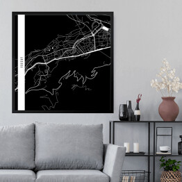 Obraz w ramie Andora - mapy miast świata - czarny