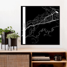 Plakat w ramie Andora - mapy miast świata - czarny