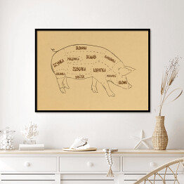 Plakat w ramie Rysunek świni