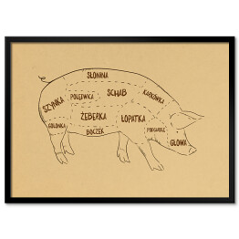 Plakat w ramie Rysunek świni