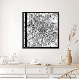 Obraz w ramie Mapa miast świata - Moskwa - biała