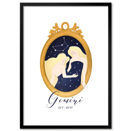Plakat w ramie Horoskop z kobietą - bliźnięta