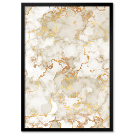 Obraz klasyczny Marmur w odcieniach beżu z akcentami w kolorze złota