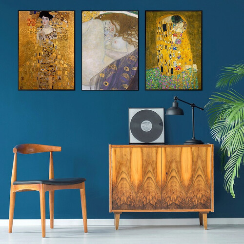 Galeria ścienna ZESTAW PLAKATÓW Klimt pocalunek reprodukcja Decormint