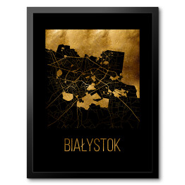 Obraz w ramie Czarno złota mapa - Białystok