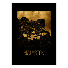 Plakat samoprzylepny Czarno złota mapa - Białystok