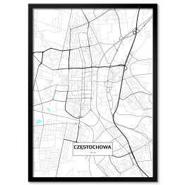 Plakat w ramie Mapa Częstochowy 