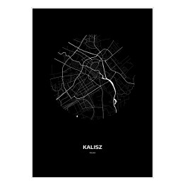 Plakat Mapa Kalisza w kole czarno-biała