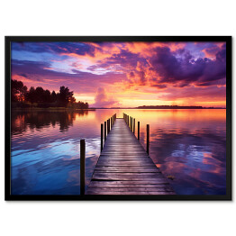 Obraz klasyczny Różowy zachód słońca nad jeziorem