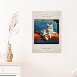 Plakat samoprzylepny Kot portret inspirowany sztuką - Francisco Goya "Maja Naga"