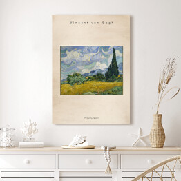 Obraz na płótnie Vincent van Gogh "Pole pszenicy z cyprysami" - reprodukcja z napisem. Plakat z passe partout