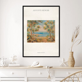 Plakat w ramie Auguste Renoir "Krajobraz nad morzem" - reprodukcja z napisem. Plakat z passe partout