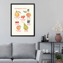 Obraz w ramie Kaloryczność owoców - ilustracja