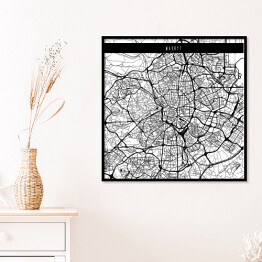 Plakat w ramie Mapy miast świata - Madryt - biała