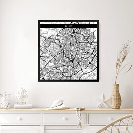 Obraz w ramie Mapy miast świata - Madryt - biała