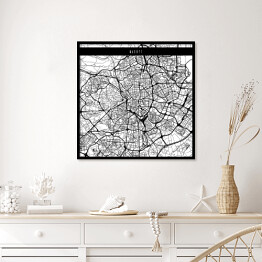 Plakat w ramie Mapy miast świata - Madryt - biała