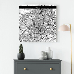Obraz na płótnie Mapy miast świata - Madryt - biała