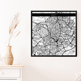 Obraz w ramie Mapy miast świata - Madryt - biała