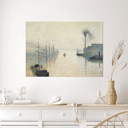 Plakat samoprzylepny Camille Pissarro "Wyspa Lacroix Rouen we mgle" - reprodukcja