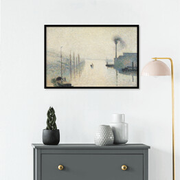 Plakat w ramie Camille Pissarro "Wyspa Lacroix Rouen we mgle" - reprodukcja