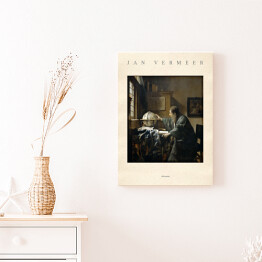 Obraz klasyczny Jan Vermeer "Astronom" - reprodukcja z napisem. Plakat z passe partout