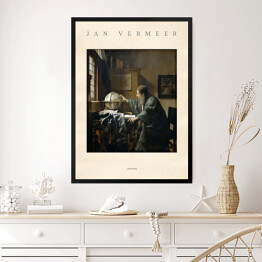 Obraz w ramie Jan Vermeer "Astronom" - reprodukcja z napisem. Plakat z passe partout