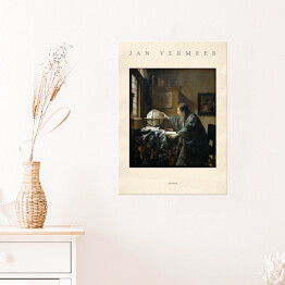 Plakat samoprzylepny Jan Vermeer "Astronom" - reprodukcja z napisem. Plakat z passe partout