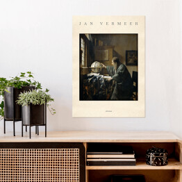 Plakat samoprzylepny Jan Vermeer "Astronom" - reprodukcja z napisem. Plakat z passe partout