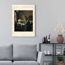 Obraz na płótnie Jan Vermeer "Astronom" - reprodukcja z napisem. Plakat z passe partout