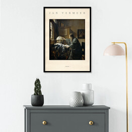Plakat w ramie Jan Vermeer "Astronom" - reprodukcja z napisem. Plakat z passe partout