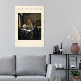 Jan Vermeer "Astronom" - reprodukcja z napisem. Plakat z passe partout