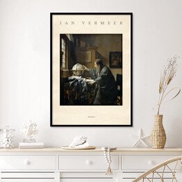 Plakat w ramie Jan Vermeer "Astronom" - reprodukcja z napisem. Plakat z passe partout