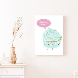 Obraz na płótnie Ilustracja ciasteczko muffinka z napisem "Najpierw masa"