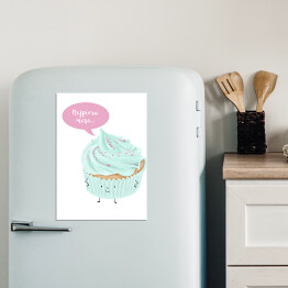 Magnes dekoracyjny Ilustracja ciasteczko muffinka z napisem "Najpierw masa"