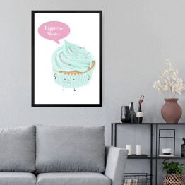 Obraz w ramie Ilustracja ciasteczko muffinka z napisem "Najpierw masa"