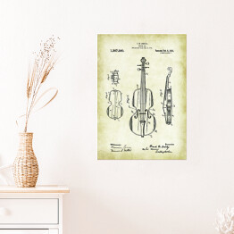 Plakat Skrzypce. Wynalazki. Patenty vintage