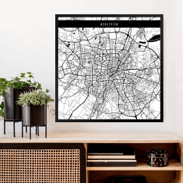 Obraz w ramie Mapa miast świata - Monachium - biała