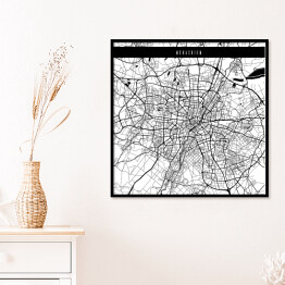 Plakat w ramie Mapa miast świata - Monachium - biała