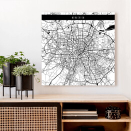 Obraz na płótnie Mapa miast świata - Monachium - biała