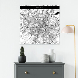 Plakat samoprzylepny Mapa miast świata - Monachium - biała