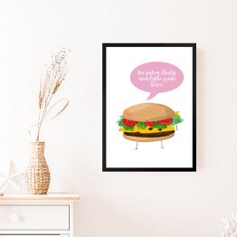 Obraz w ramie Ilustracja hamburger z napisem "Nie jestem tłusty, mam tylko grube kości"