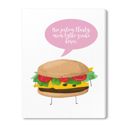 Obraz na płótnie Ilustracja hamburger z napisem "Nie jestem tłusty, mam tylko grube kości"