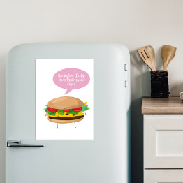 Magnes dekoracyjny Ilustracja hamburger z napisem "Nie jestem tłusty, mam tylko grube kości"